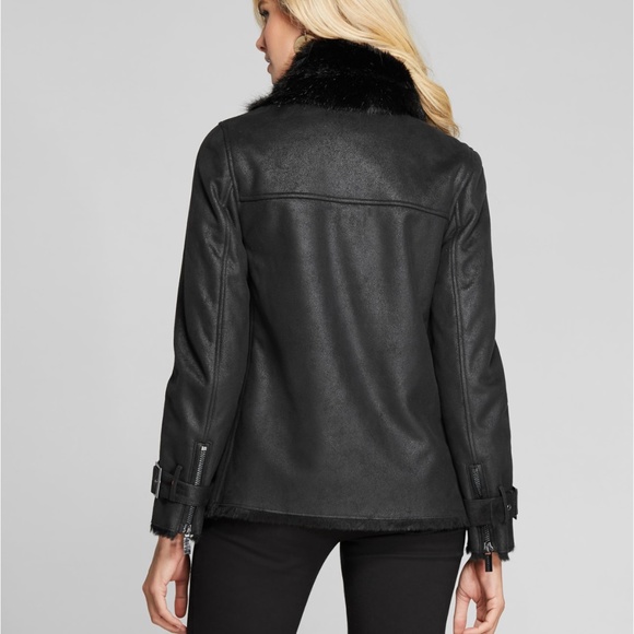 New GUESS BY MARCIANO Aby Shearling Moto Jacket